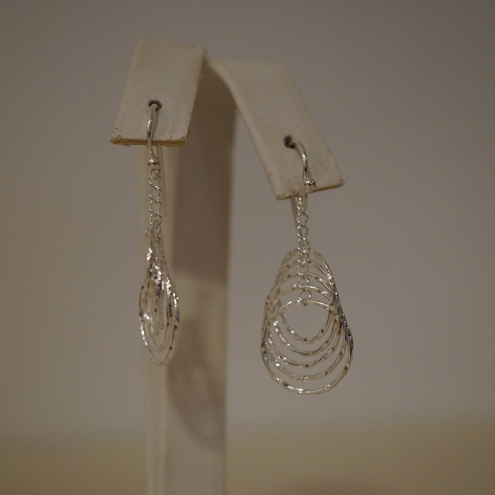 .925 Sterling Silver Fancy Circle Earrings - Picture 2 of 4